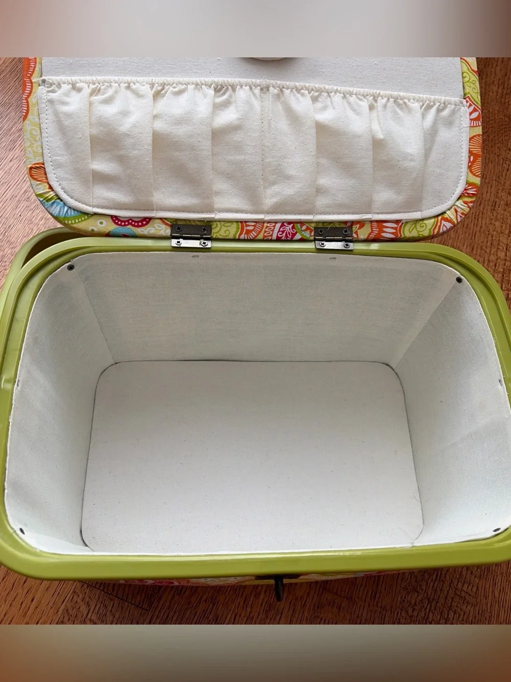 Vintage Dritz St. Jane Sewing Basket Box Paisley Print with Tray Retro Y2K Boho